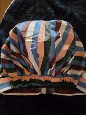 Striped Multicolor Shower Cap - Blue, Pink, Green, Burgundy